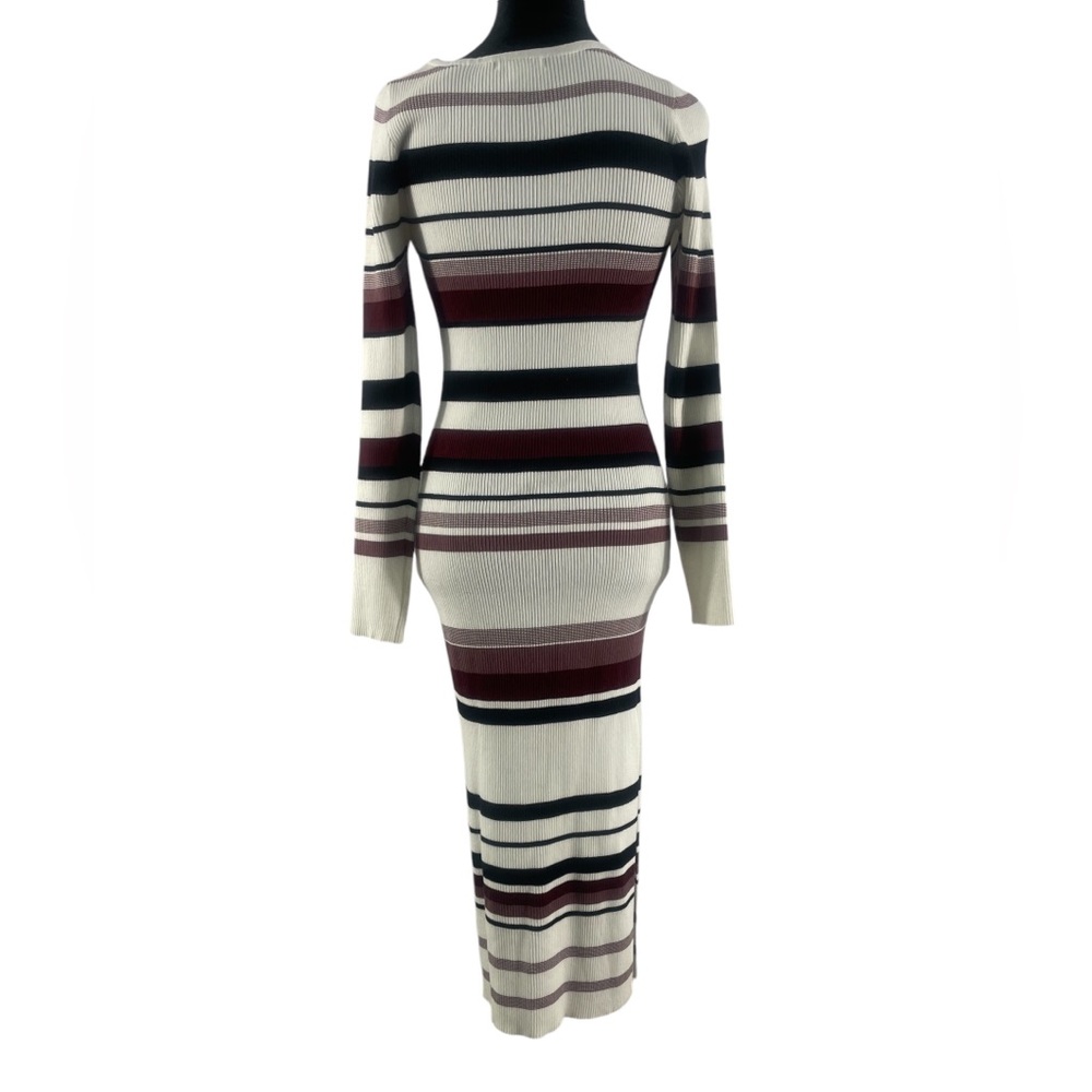 Stripped sweater dress,Multi colored, white, black,Maroon,long sleeve, Large - Picture 3 of 11